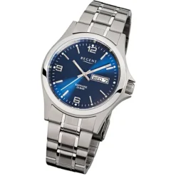 Regent Herren-Armbanduhr Saphirglas Quarz Edelstahl silber URF654