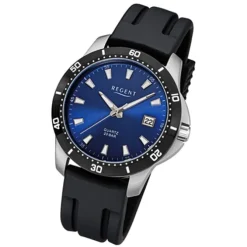 Regent Herren-Uhr 32-F-1028 Quarz Kautschuk-Band schwarz URF1028