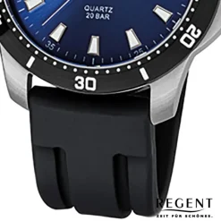 Regent Herren-Uhr 32-F-1028 Quarz Kautschuk-Band schwarz URF1028