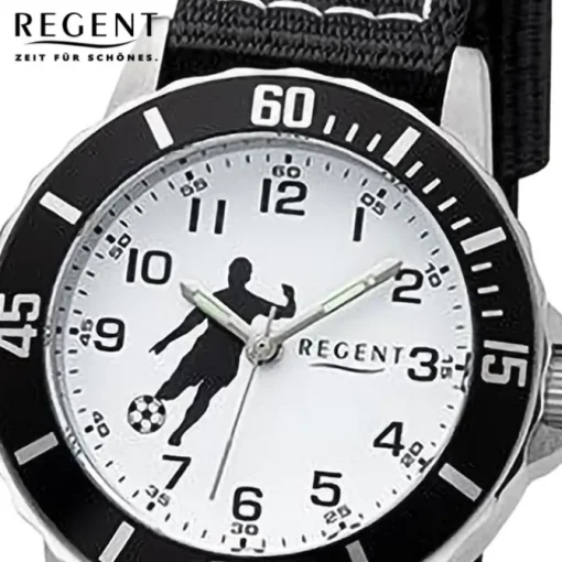 Regent Jugend Armbanduhr Analog Textilarmband schwarz weiß URF1374
