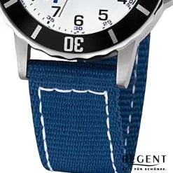 Regent Jugend Armbanduhr Analog Textilarmband blau weiß URF1375