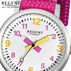 Regent Kinder Aluminium Armbanduhr Stifte Quarz Textil pink Mädchen Uhr URF730