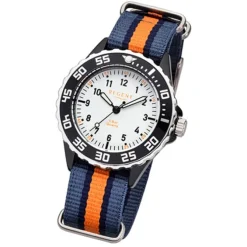 Regent Kinder Armbanduhr Analog F-1206 Quarz-Uhr Textil blau orange URBA385