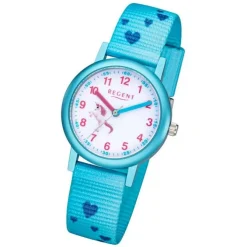 Regent Kinder Armbanduhr Analog F-1208 Quarz-Uhr Textil blau URF1208