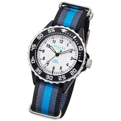 Regent Kinder Armbanduhr Analog F-1204 Quarz-Uhr Textil blau schwarz URBA383