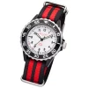 Regent Kinder Armbanduhr Analog F-1205 Quarz-Uhr Textil rot schwarz URBA384