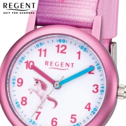 Regent Kinder Armbanduhr Analog F-1207 Quarz-Uhr Textil rosa URF1207