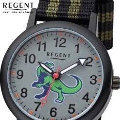 Regent Kinder Armbanduhr Dino Textilarmband schwarz URF1378
