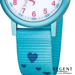 Regent Kinder Armbanduhr Analog F-1208 Quarz-Uhr Textil blau URF1208