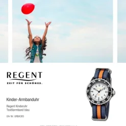 Regent Kinder Armbanduhr Analog F-1206 Quarz-Uhr Textil blau orange URBA385
