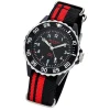 Regent Kinder, Jugend-Armbanduhr 32-F-1124 Textil Stoff-Armband schwarz rot URF1 URF1124