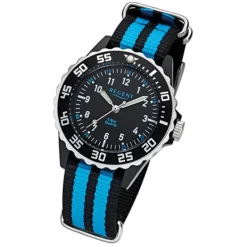 Regent Kinder, Jugend-Armbanduhr 32-F-1126 Quarz-Uhr Textil, Stoff-Armband schwarz blau URF1126
