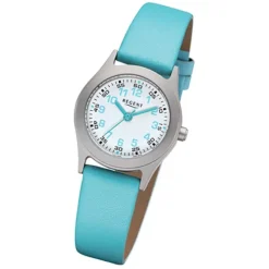 Regent Kinder-Armbanduhr 32-F-1119 Quarz-Uhr Leder-Armband türkis URF1119