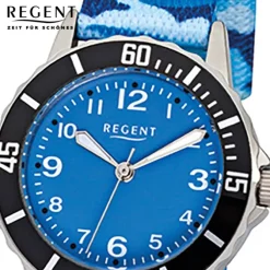 Regent Kinder-Armbanduhr F-940 Quarz-Uhr Textil, Stoff-Armband blau URF940