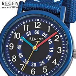 Regent Kinder-Armbanduhr Pirat Mineralglas Quarz Textil blau URF951