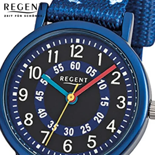 Regent Kinder-Armbanduhr Pirat Mineralglas Quarz Textil blau URF951