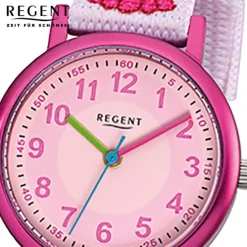 Regent Kinder-Armbanduhr Prinzessin Mineralglas Quarz Textil rosa URF949