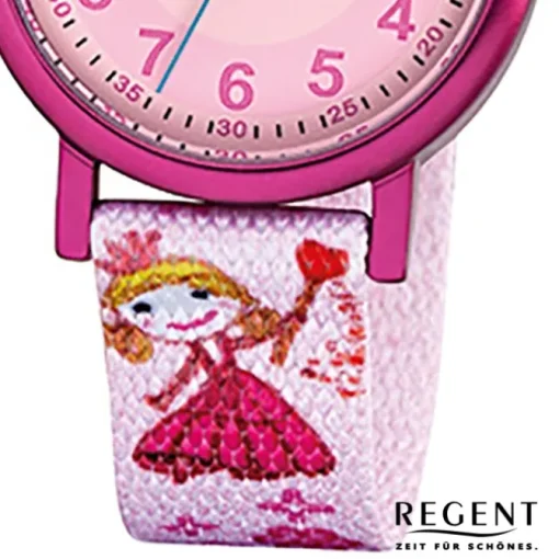 Regent Kinder-Armbanduhr Prinzessin Mineralglas Quarz Textil rosa URF949
