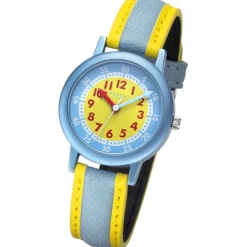 Regent Kinderuhr Armbanduhr Analog PURarmband gelb hellblau URF1473
