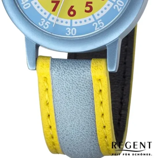 Regent Kinderuhr Armbanduhr Analog PURarmband gelb hellblau URF1473