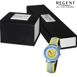 Regent Kinderuhr Armbanduhr Analog PURarmband gelb hellblau URF1473