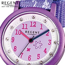 Regent Kinderuhr Feenapplikation Glitzersteine Textil lila Mädchen Uhr URF486