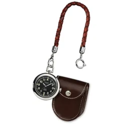 Regent Taschenuhr Herren P-38 Quarz-Uhr mit Lederkette und Ledertäschchen URP038