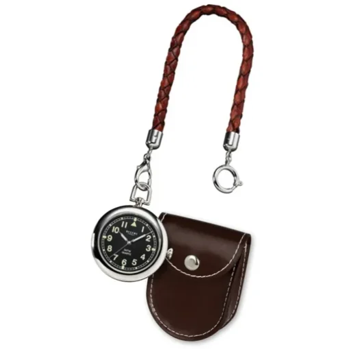 Regent Taschenuhr Herren P-38 Quarz-Uhr mit Lederkette und Ledertäschchen URP038