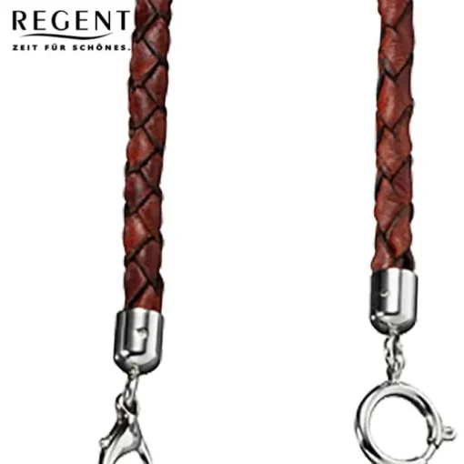 Regent Taschenuhr Herren P-38 Quarz-Uhr mit Lederkette und Ledertäschchen URP038