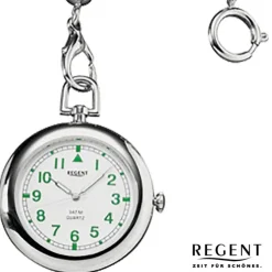 Regent Taschenuhr Herren P-39 Quarz-Uhr mit Lederkette und Ledertäschchen URP039