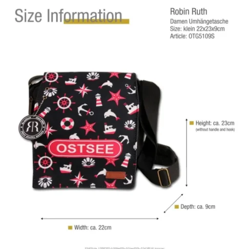 Robin Ruth Baumwolle Polyester schwarz rot OTG5109S