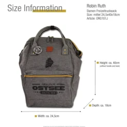 Robin Ruth Rucksack Baumwolle grau ORG101J