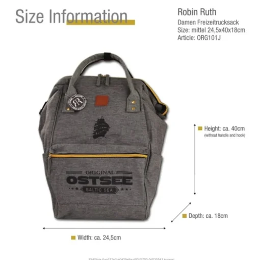 Robin Ruth Rucksack Baumwolle grau ORG101J