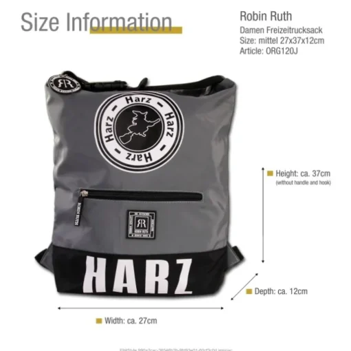 Robin Ruth Rucksack Polyester hellgrau schwarz ORG120J