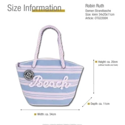 Robin Ruth Strandtasche Baumwolle Polyester hellblau beige OTG2200H