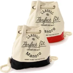 Rucksack, Handtasche Canvas weiß, schwarz City-Rucksack Tasche Manoro OTK216S