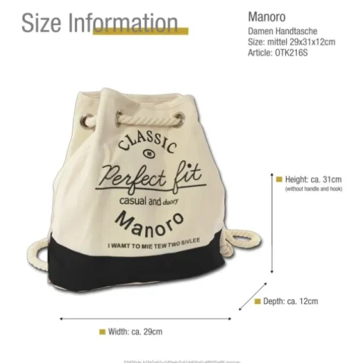 Rucksack, Handtasche Canvas weiß, schwarz City-Rucksack Tasche Manoro OTK216S