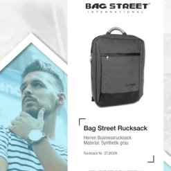 Rucksack Synthetik grau Tabletfach Rucksack, Notebooktasche Bag Street OTJ650K