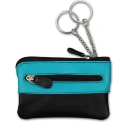 Schlüsseltasche Leder schwarz, türkis Etui Mini- DrachenLeder OPS905T
