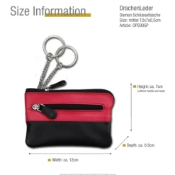 Schlüsseltasche Leder schwarz, pink Schlüsseletui Minibörse DrachenLeder OPS905P