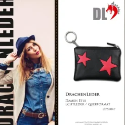 Schlüsseltasche Leder schwarz, pink Schlüsseletui DrachenLeder OPS904P