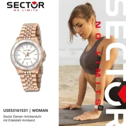 Sector Damen Armbanduhr Analog Edelstahlarmband roségold USE53161531