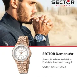 Sector Damen Armbanduhr Analog Edelstahlarmband roségold USE53161531