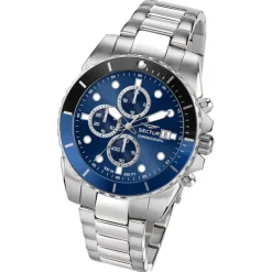 Sector Herren Armbanduhr Chrono Edelstahlarmband silber USE73776003