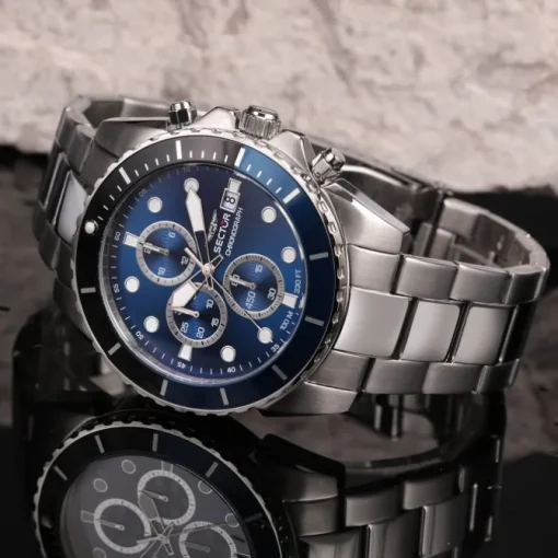 Sector Herren Armbanduhr Chrono Edelstahlarmband silber USE73776003
