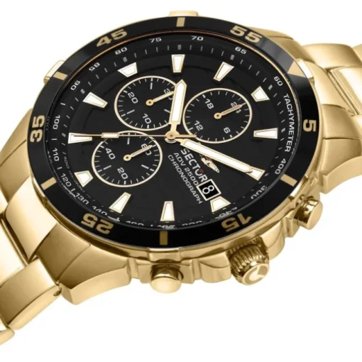 Sector Herren Armbanduhr Chrono Edelstahlarmband gold USE73643008