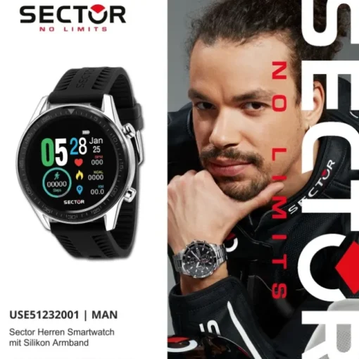 Sector Herren Armbanduhr AnalogDigital Silikonband schwarz USE51232001