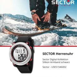 Sector Herren Armbanduhr Digital Silikonarmband schwarz USE51546002