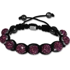 Shamballa Armband original Sterlinx mit 9 lila Glitzerkugeln SHS90V