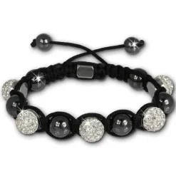 Shamballa Armband original Sterlinx mit 5 weiße Glitzerkugeln SHS51W